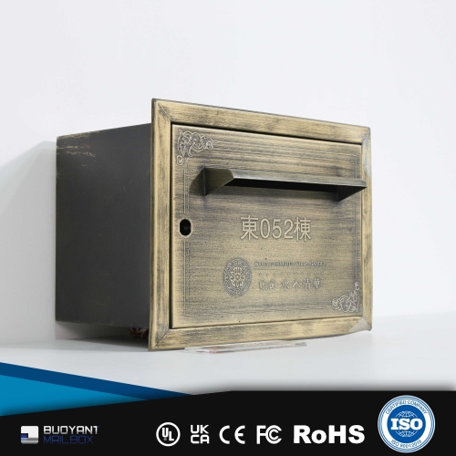 Recessed Residential Mailbox (Weatherproof Brass Style), Bulk Customizable for Property Management（M